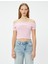 Yeni Sezon Madonna Yaka Tişört Crop Omzu Açık Ribanalı Kısa Kollu Slim Fit 3