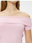 Yeni Sezon Madonna Yaka Tişört Crop Omzu Açık Ribanalı Kısa Kollu Slim Fit 5