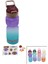 Altıgen Renkli Pls.suluk Matara Pipetli - Kilitli Kapak - Taşıma Kulplusticker HEDİYELİ760ML 1