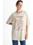 Yeni Sezon Bisiklet Yaka Baskili Oversize Kadin Tisort - S5FA87Z8 1