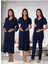 Dvina Effortt Lohusa 4'lü Set - Sabahlık/pijama Takımı/gecelik Lacivert - 8026 1