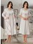 Dvina Effortt Lohusa Sabahlıklı Pijama Takımı Ekru-Pudra - 8045 1