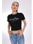 Siyah "pia Velle Star" Yazılı Crop Kadın Tişört - Cool And Chic Times - Pia Velle 2