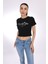Siyah "pia Velle Star" Yazılı Crop Kadın Tişört - Cool And Chic Times - Pia Velle 5