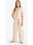 Yeni Sezon Kız Çocuk Beli Lastikli Wide Leg Geniş Bol Paça Pamuklu Pantolon 2