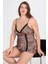 Aria's Closet Büyük Beden Leopar Desenli Şort Takımı 1074 2