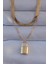 316L Çelik Gold Renk Çift Zincir Kilit Model Kolye - TJ-BKO8941 1