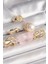 Pirinç Gold Renk Daire 3D Incili Figür Zincir Model Gül Işleme Detaylı 6'lı Kadın Yüzük Seti - TJ-BYK3625 1