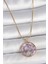 316L Çelik Gold Renk Zincir Daire Eposki Mor Çiçek Model Kadın Kolye - TJ-BKO10071 1