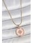 316L Çelik Gold Renk Zincir Pembe Mineli Zirkon Taşlı Kuzey Yıldız Işlemeli Madalyon Model Kadın Kolye - TJ-BKO10172 1