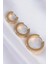 316L Çelik Gold Renk Zirkon Taşlı Model 3lü Halka Küpe - TJ-BKP9009 2