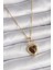 316L Çelik Gold Renk Zincir Kilit Kalp Kehribar Boncuk Model Kadın Kolye - TJ-BKO9496 1