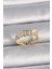 Pirinç Gold Renk Ayarlanabilir Zirkon Taşlı Beyaz Mineli Birleşik Halka Model Kadın Yüzük - TJ-BYK3402 1