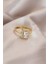 Ayarlamalı Gold Renk Metal Zirkon ve Kristal Taşlı Dikdörtgen Model Yüzük - TJ-BYK2068 1