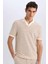 Regular Fit Polo Yaka Çizgili Triko Kısa Kollu Tişört C4150AX25SM 1