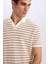 Regular Fit Polo Yaka Çizgili Triko Kısa Kollu Tişört C4150AX25SM 5