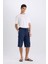 Long Fit File Astarlı Uzun Boy Kargo Cep Deniz Şortu E0905AX25HS 1