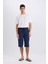 Long Fit File Astarlı Uzun Boy Kargo Cep Deniz Şortu E0905AX25HS 2