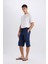 Long Fit File Astarlı Uzun Boy Kargo Cep Deniz Şortu E0905AX25HS 3