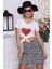 Kırmızı Kalp Detaylı Bağlamalı Beyaz Crop T-Shirt - Pia Velle 3