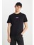 %100 Pamuk Regular Fit Normal Kesim Siyah Minimal Logo Tişört 2