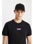 %100 Pamuk Regular Fit Normal Kesim Siyah Minimal Logo Tişört 4