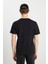 %100 Pamuk Regular Fit Normal Kesim Siyah Minimal Logo Tişört 5