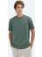Yeşil Düz Bisiklet Yaka T-Shirt 1