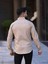 Slim Fit Haki Oxford Düğmeli Yaka Kolay Ütülenebilir Nakış Detaylı Pamuklu Erkek Gömlek 3