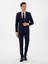 Erkek Koyu Lacivert Slim Fit Çizgili Kırlangıç Yaka Yün Takım Elbise 50300516-VR100 1