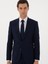 Erkek Koyu Lacivert Slim Fit Çizgili Kırlangıç Yaka Yün Takım Elbise 50300516-VR100 3
