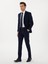 Erkek Koyu Lacivert Slim Fit Çizgili Kırlangıç Yaka Yün Takım Elbise 50300516-VR100 4