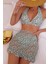 3 Parça Yeşil Papatya Desenli Pareolu Bikini Takım 1