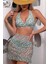 3 Parça Yeşil Papatya Desenli Pareolu Bikini Takım 2