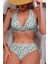 3 Parça Yeşil Papatya Desenli Pareolu Bikini Takım 3