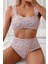 Minimalist Çiçek Desenli Kaplı Yüksek Bel Bikini Takımı 2