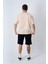 Bisiklet Yaka Oversize T-Shirt Bej 3