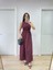 Kolsuz Göğüs Lastıklı Uzun Elbise - Bordo 4