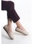 410 Bej Dolgu Topuk Comfort Casual Kadın Babet 4