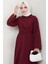 Renda Belden Bağlamalı Elbise 1467 - Bordo 4