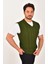 Haki Erkek V Yaka Triko Örgü Tüylenmez Süveter Oversize Saç Örgü Selanik Lüpen 4