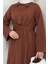 Renda Belden Bağlamalı Elbise 1467 - Acı Kahve 4