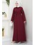 Renda Belden Bağlamalı Elbise 1467 - Bordo 5