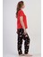 Kadın Büyük Beden Kısa Kol Kırmızı Pijama Takımı C6T9N0O904 3