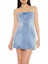 Kalp Desenli Denim Mini Straplez Elbise 1