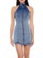 Halter Yaka Denim Mini Elbise 1