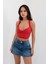 Kadın Boyundan Bağlamalı Degaje Yaka Crop Top Kırmızı Bluz 2