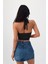 Kadın Boyundan Bağlamalı Degaje Yaka Crop Top Siyah Bluz 3