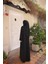 Kendinden Şallı Taşlı Abaya Ferace-Medine Ipeği 3