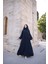 Kendinden Şallı Taşlı Abaya Ferace-Medine Ipeği 1